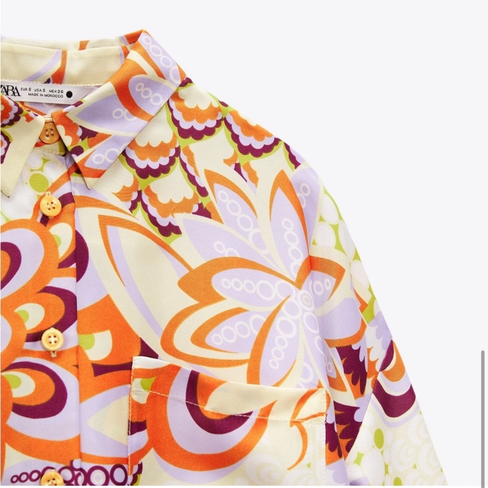 NWT Zara Printed Top( L )  ➕Shorts ( XL ) Retro look Set - Picture 8 of 16